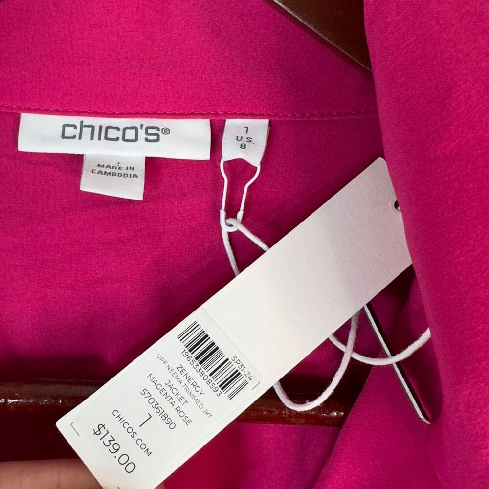 Chico’s Zenergy UPF Neema Rose Lattice Jacket Womens‎ Medium Magenta Rose NWT - Picture 5 of 9